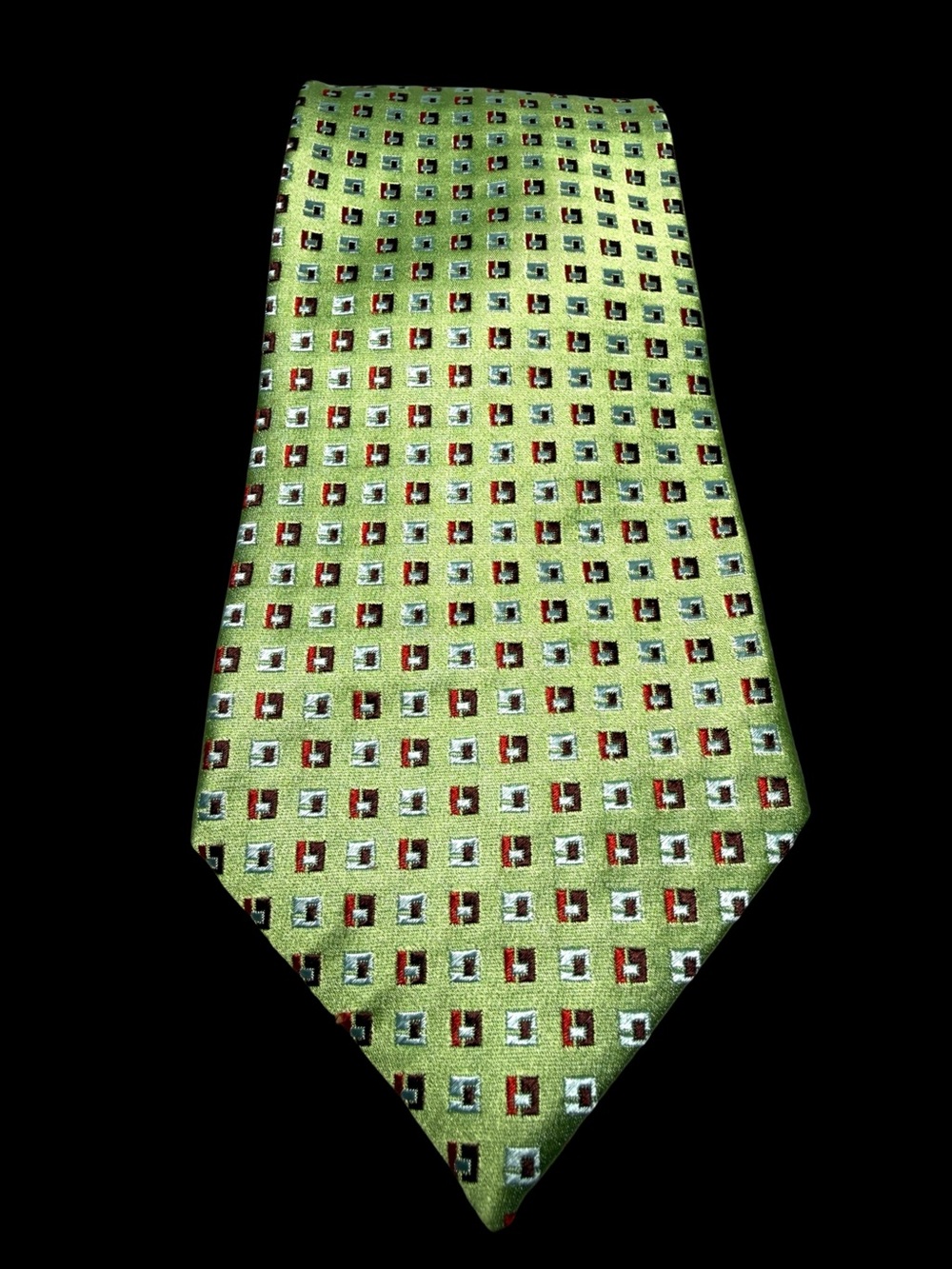 Ermenegildo Zegna Lime Green Geometric Silk Tie